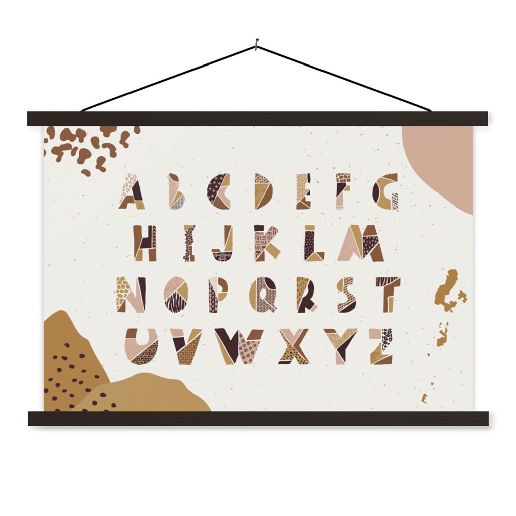 MuchoWow Textilposter Sprichwörter - Alphabet - Zitate - Kinder - Baby - Jungen - Mädchen 90x60 cm mit schwarzem Rahmen - Aufhängungssatz