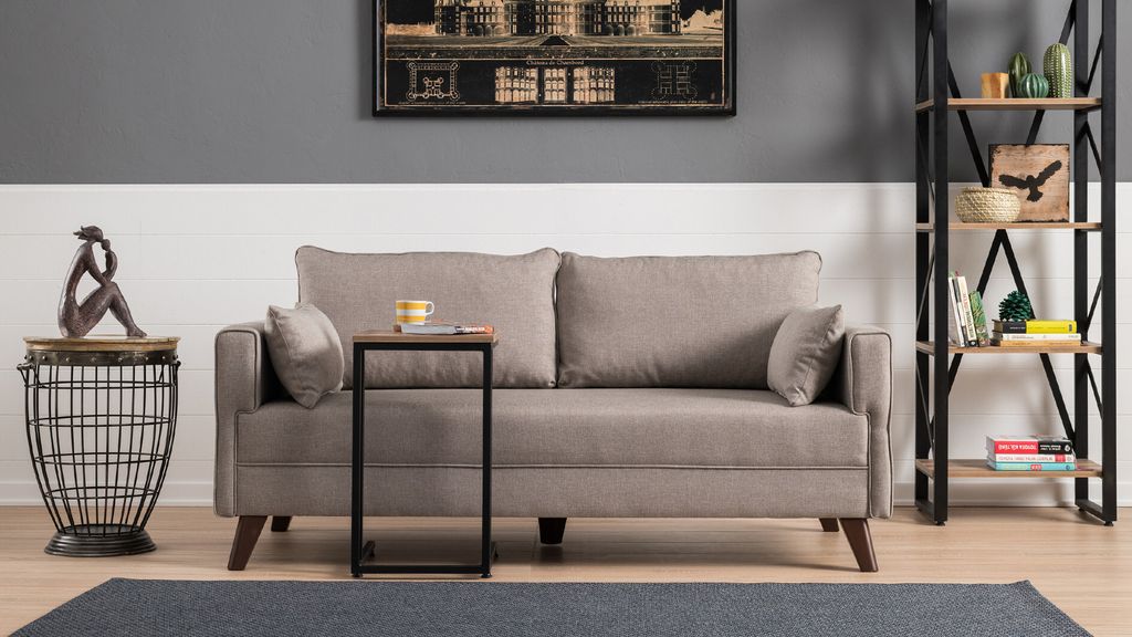 Hanah Home, Bella- BLC1507, Sahne, Schlafsofas, Rahmen: Holz / MDF