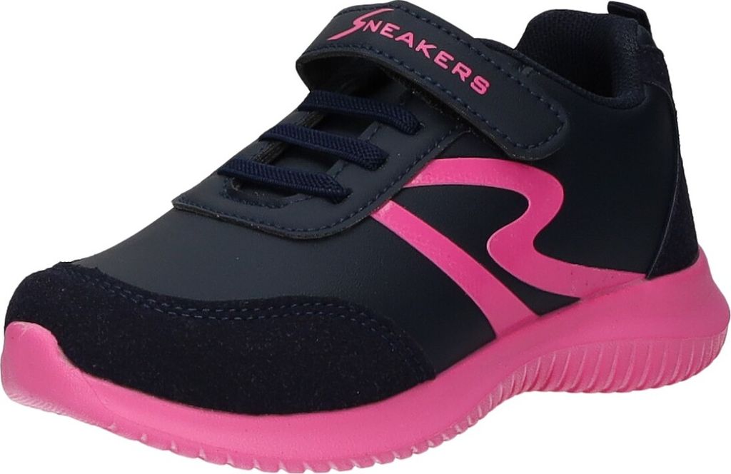 Sneakers Kinder-Mädchen-Sneaker-Slipper-Klettschuh Blau-Fuchsia, Farbe:blau, EU Größe:28