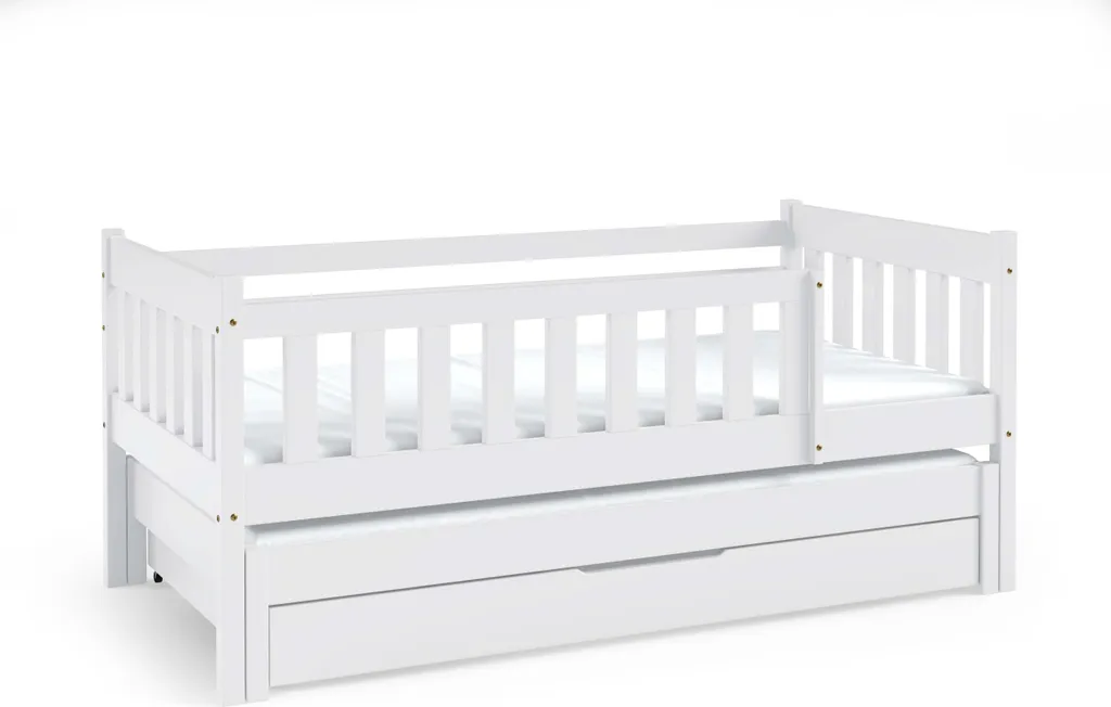 Lit Enfant Nela Blanc 80x160cm en Bois - Sommier Confortable Inclus