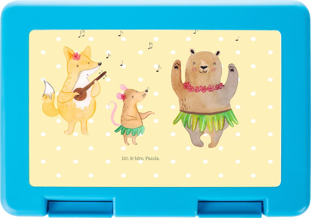 Mr. & Mrs. Panda Snackbox Waldtiere Aloha - Gelb Pastell - Geschenk, Lunchbox, Bentobox, Tanzen, Bär, Bento Box, Tiere, Brot Aufbewahrungsbox, Mus...
