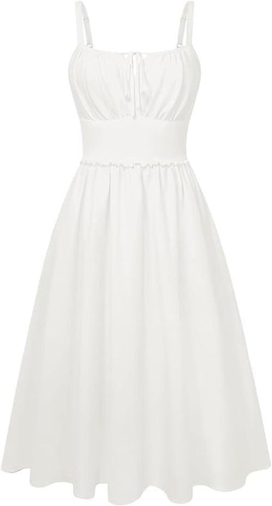 Vestido midi de corte recto y casual, con tirantes finos y Imagen del producto 
