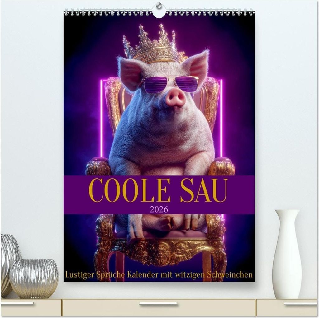 Coole Sau - Lustiger Sprüche Kalender mit witzigen Schweinchen (hochwertiger Premium Wandkalender 2026 DIN A2 hoch), Kunstdruck in Hochglanz