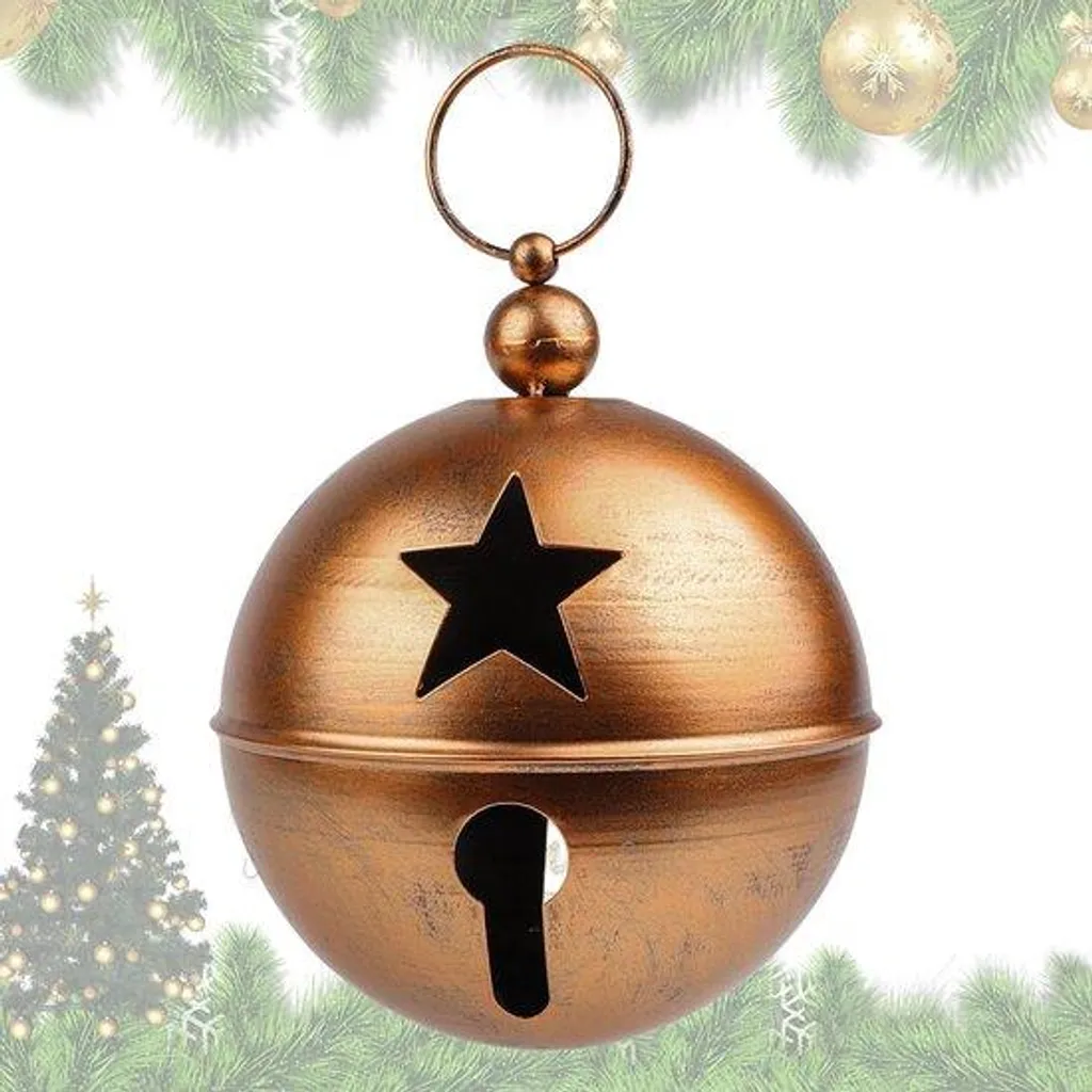 Grande Cloche de Noël Dorée Artisanale 20x30 cm avec Étoile de Fête