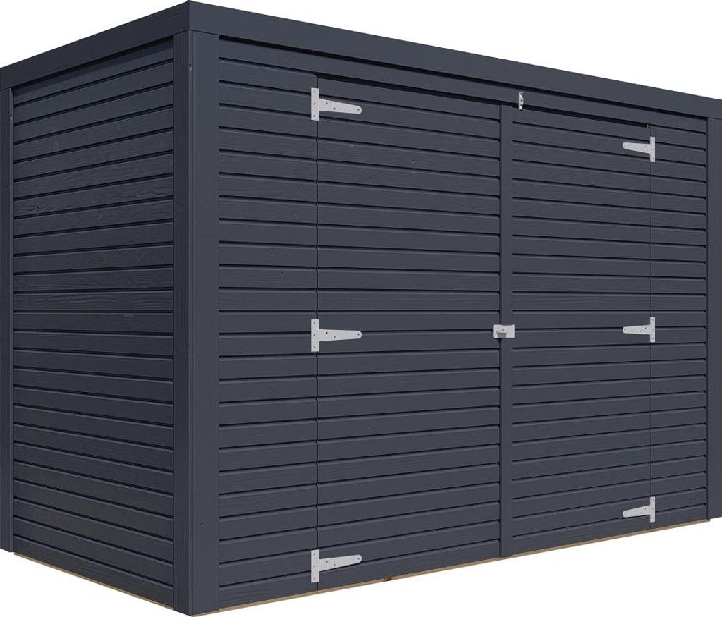 WOODTEX Anthrazit Bikebox Geräteschrank Velo, Rhombusprofil 18 Mm Fichtenholz, Sicherheitsüberfalle, Wettergeschützt, Elementbauweise, Gartenger...