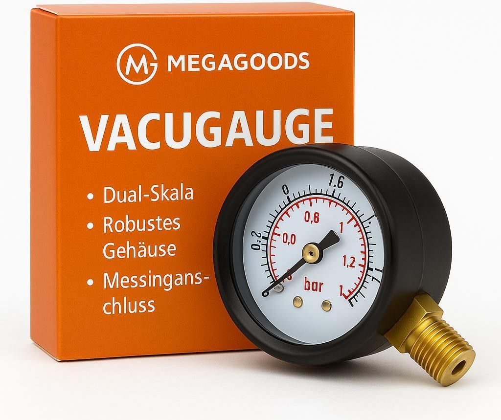 Vakuum-Manometer 2" Dual-Skala 1/4" NPT -30HG/0PS DE.