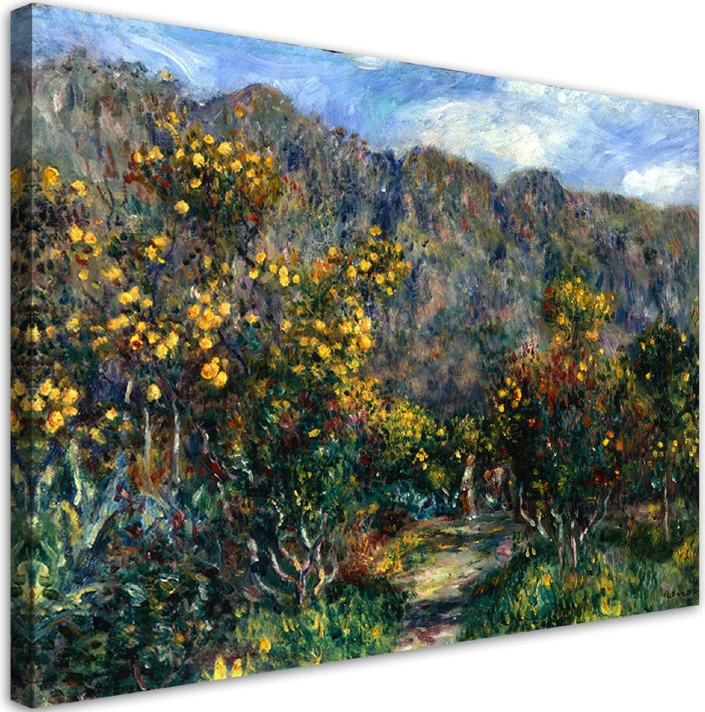 Leinwandbild Landschaft mit Mimosen - Auguste Renoir 120x80 Feeby Bunt bild für die wand bereit zum aufhängen