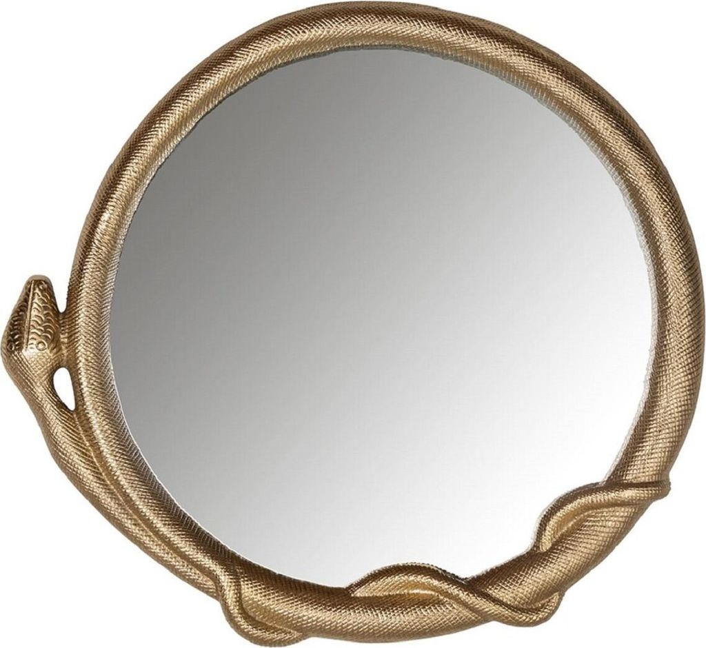Casa Padrino Designer Spiegel Schlange Gold 80 x 6 x H. 74 cm - Aluminium Wandspiegel - Wohnzimmer Spiegel - Garderoben Spiegel - Luxus Kollektion