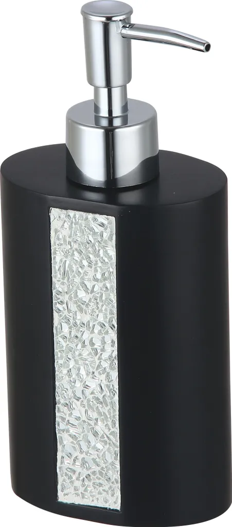 Dispenser Sapone MSV Luanda Nero Opaco - Accessorio Bagno Design 16cm