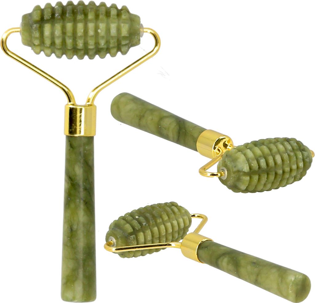 Lantelme Jade Stein Massagegeräte Roller mit Rillen für natürliche Entspannung strahlende Haut Körper Gesicht Massage Pflege Jaderoller