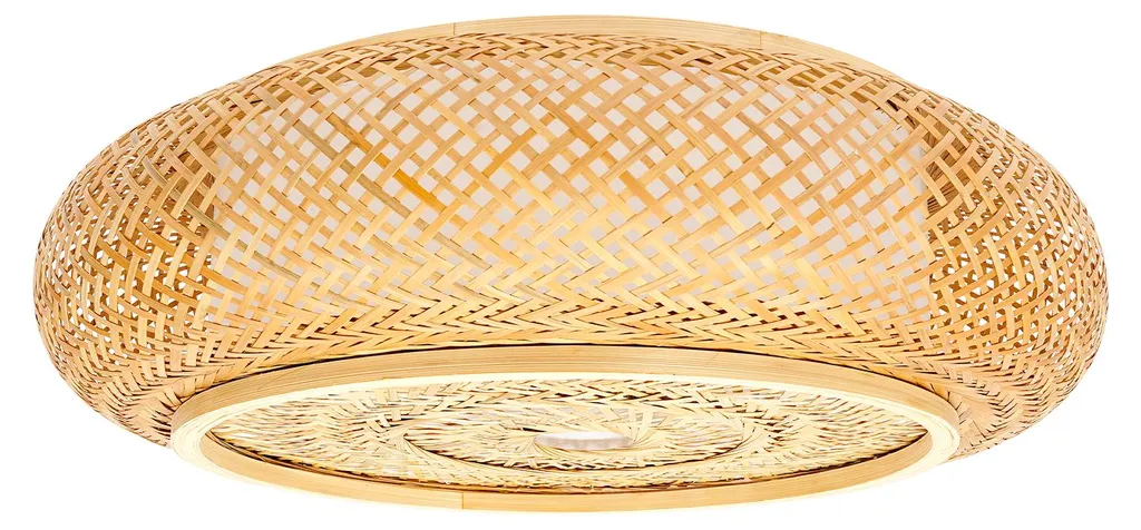 Plafonnier LED Bambou Tissé Main Beige - Éclairage Éco-Responsable Zen