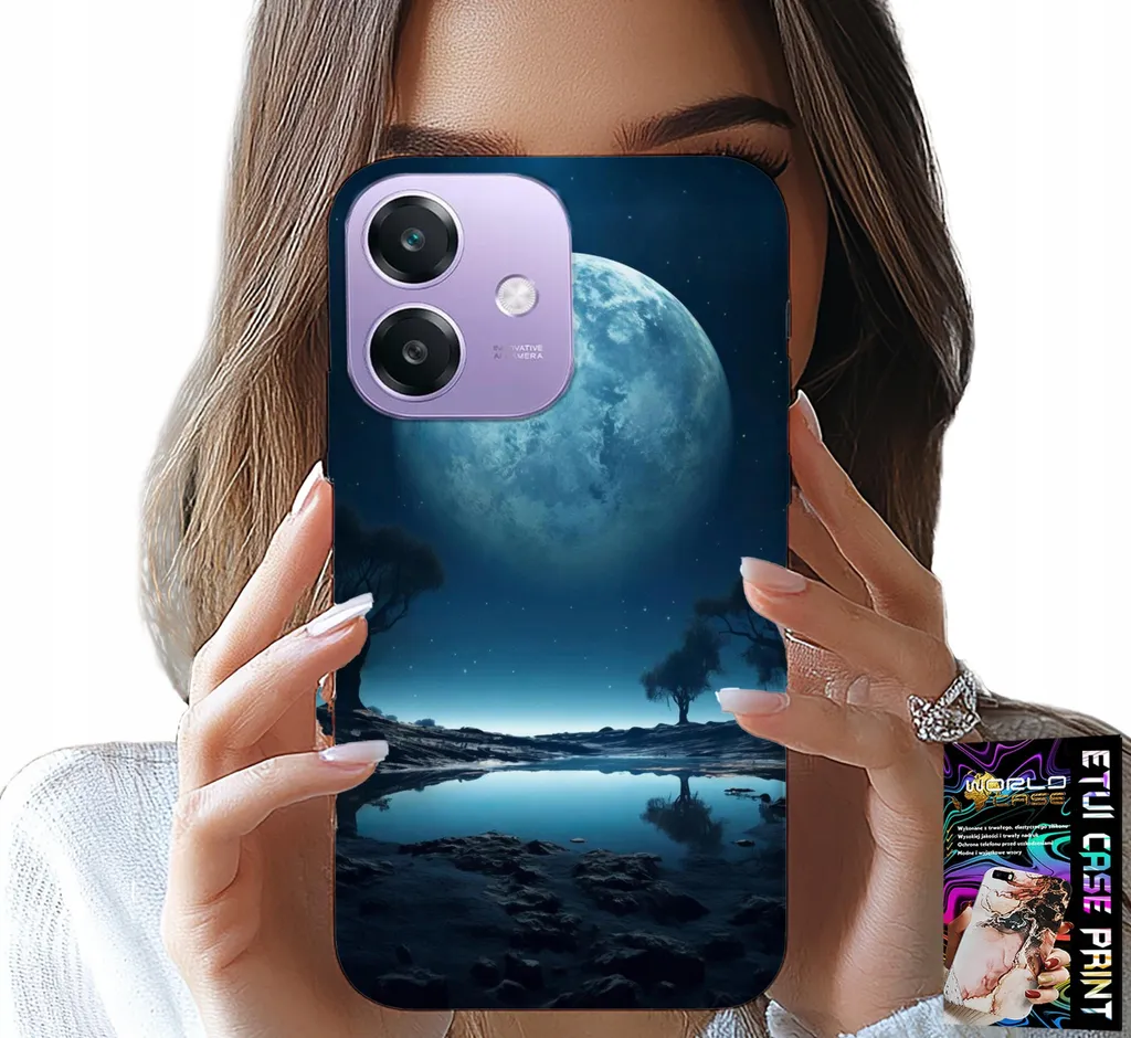 Custodia Oppo A60 5G Luna Piena + Foil | Cover Protettiva Design Notte