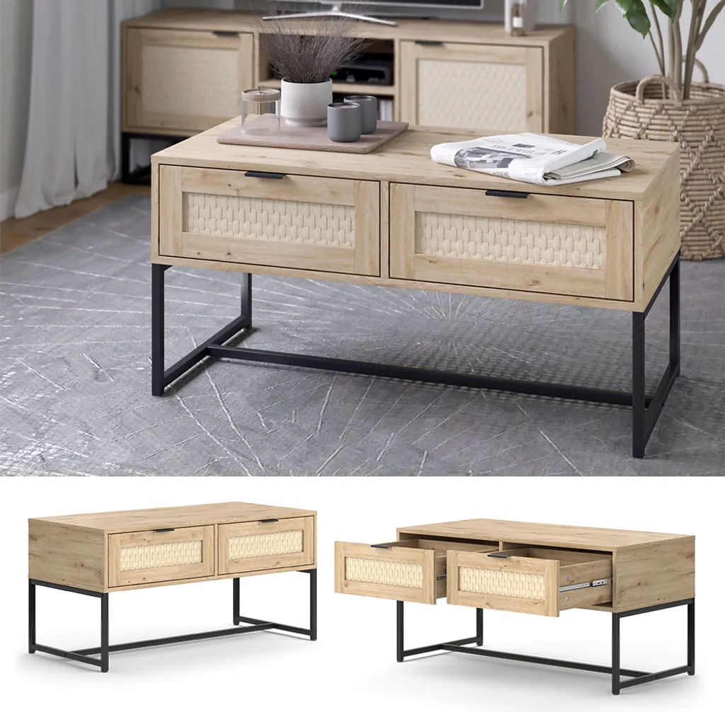 Optimisation rangement : Commode 100x48 cm Vicco Natal Sonoma 2 tiroirs