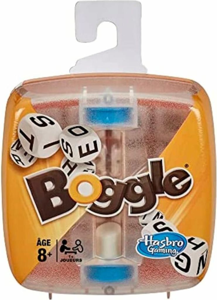 The image shows the packaging of the Boggle board game.