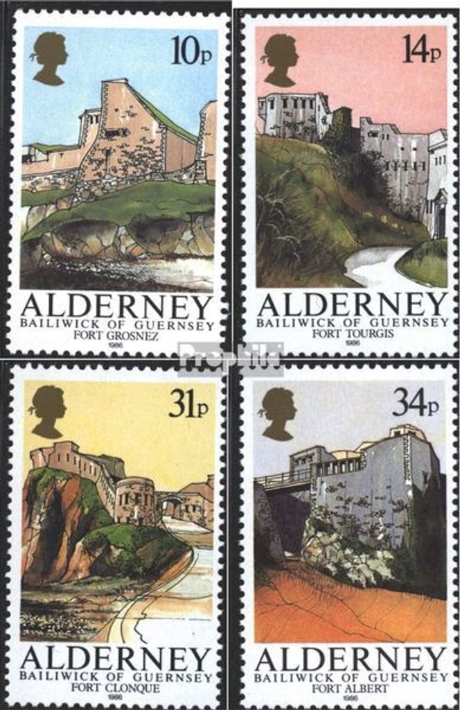 Briefmarken GB - Alderney 1986 Mi 28-31 (kompl.Ausg.) Jahrgang 1986 komplett gestempelt Festungen
