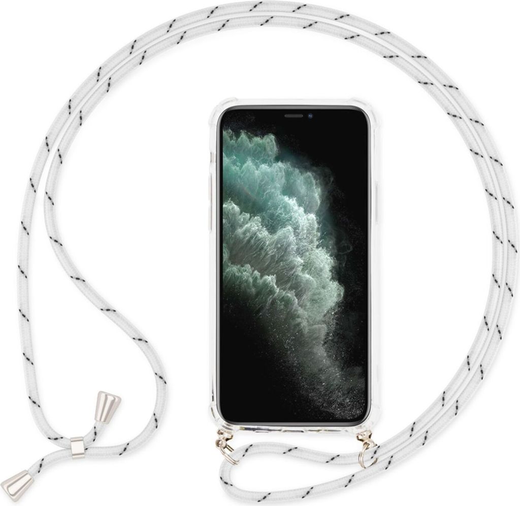 NALIA Handy Hülle mit Kette für iPhone 11 Pro, Necklace Case mit Umhänge-Band Weiß