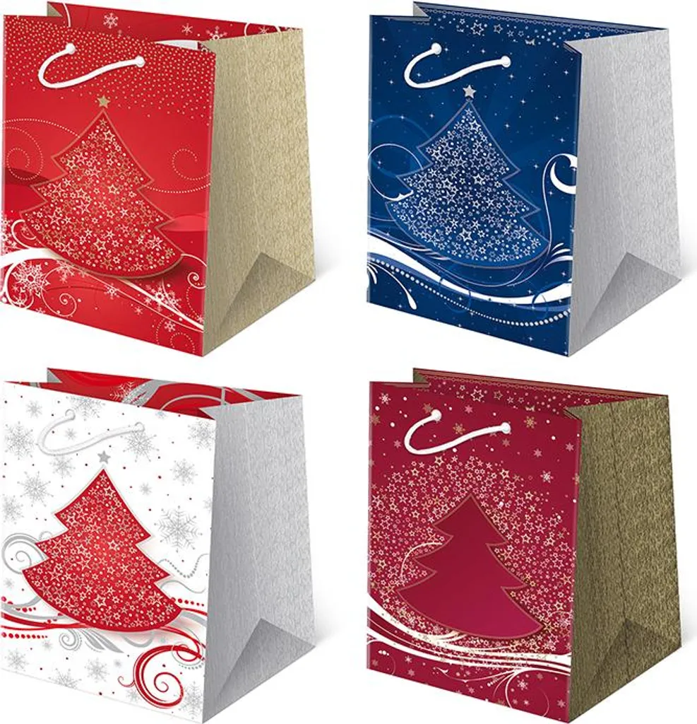 Lot de 10 grands sacs cadeaux Arbres élégants 29x42x18,5cm S-34