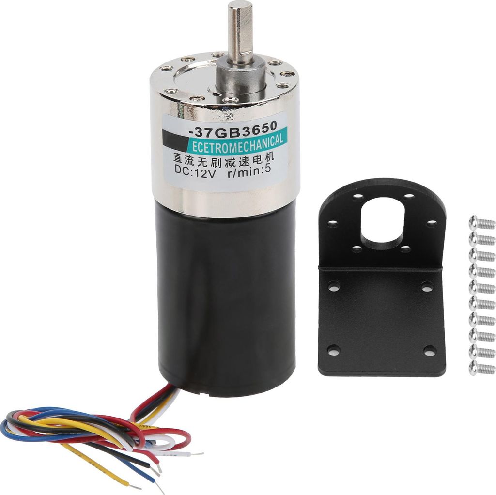 Bürstenloser Gleichstrommotor mit Halterung, 12 V, Rechts-/Linkslauf, niedrige Drehzahl für Mikromaschinen, XD-37GB3650, 5 U/min
