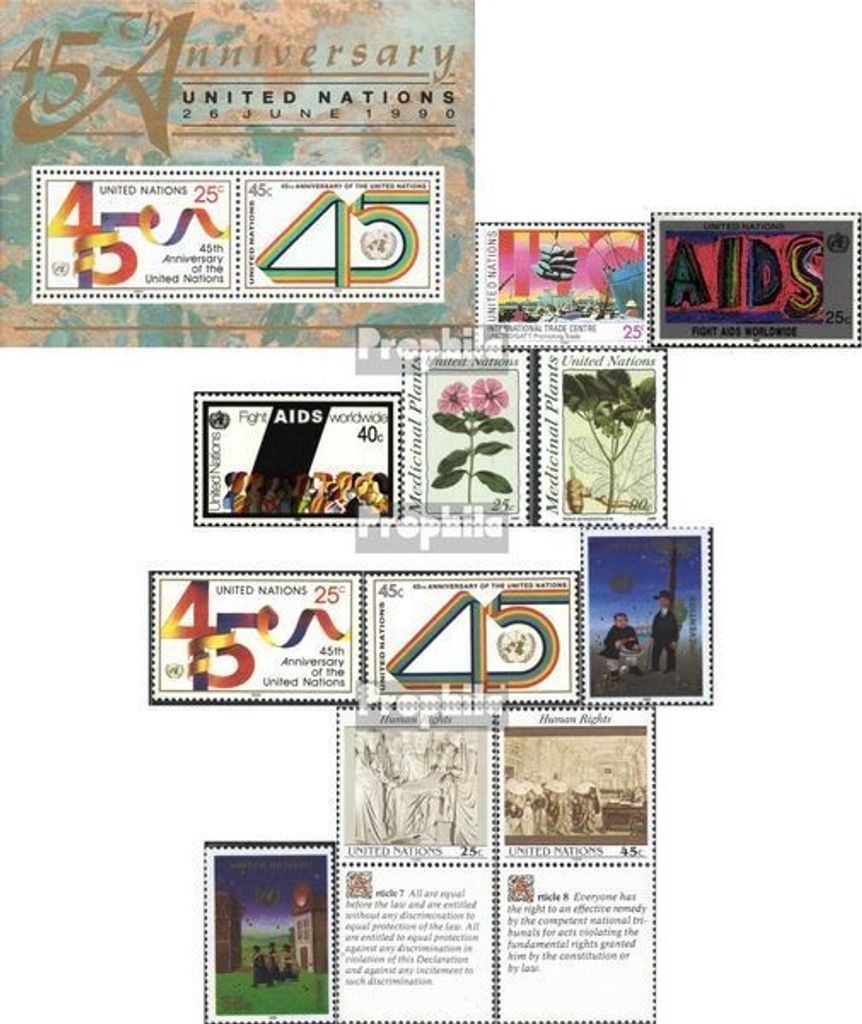 Briefmarken UNO - New York 1990 Mi 597-607 (kompl.Ausg.) Jahrgang 1990 komplett gestempelt ITC