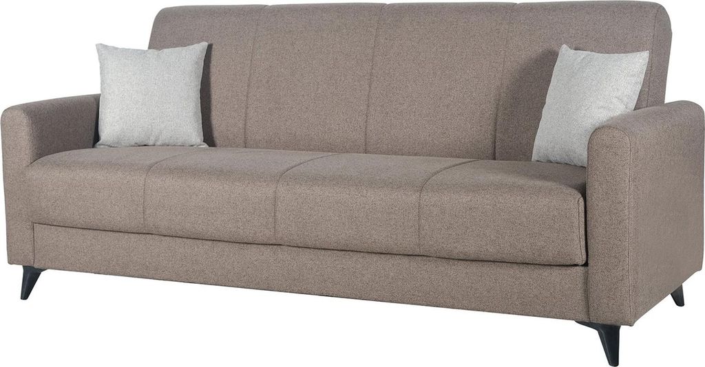 Dmora Schlafsofa 3-Sitzer Mulazzo 220x90 cm Braun, Stauraum mit Klick-Klack-Öffnung