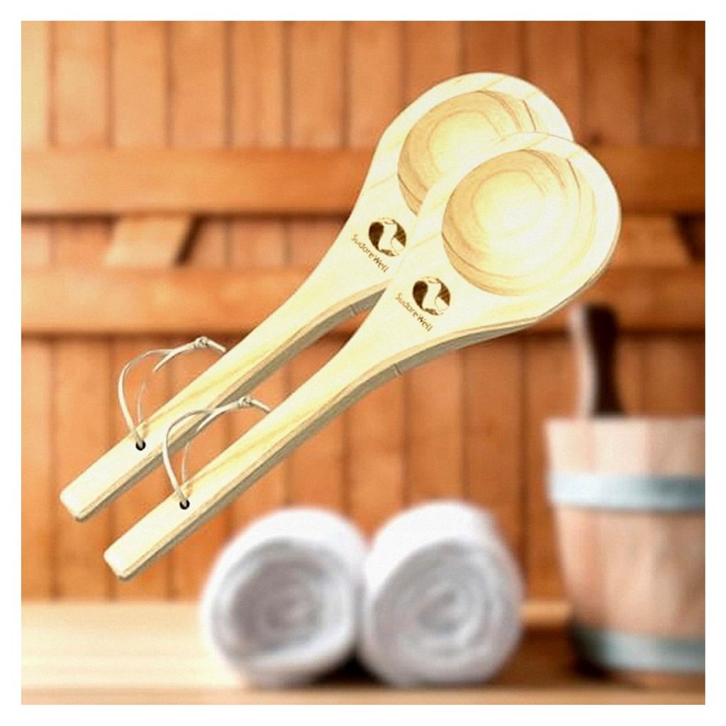 Saunakelle aus hochwertigem Kiefernholz, ca. 36 cm - 2 Stück