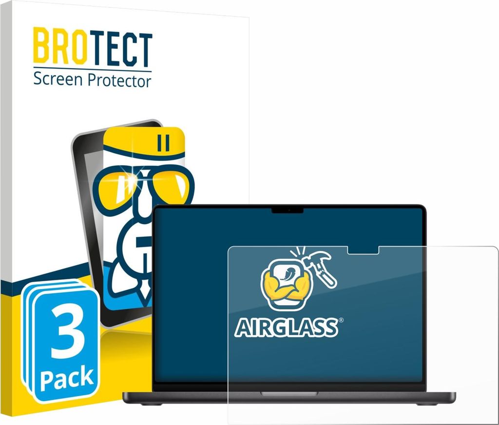 3x BROTECT Schutzglas für Apple MacBook Pro 14" M5 2025 Schutzfolie Panzer Folie Glas Display Schutz klar