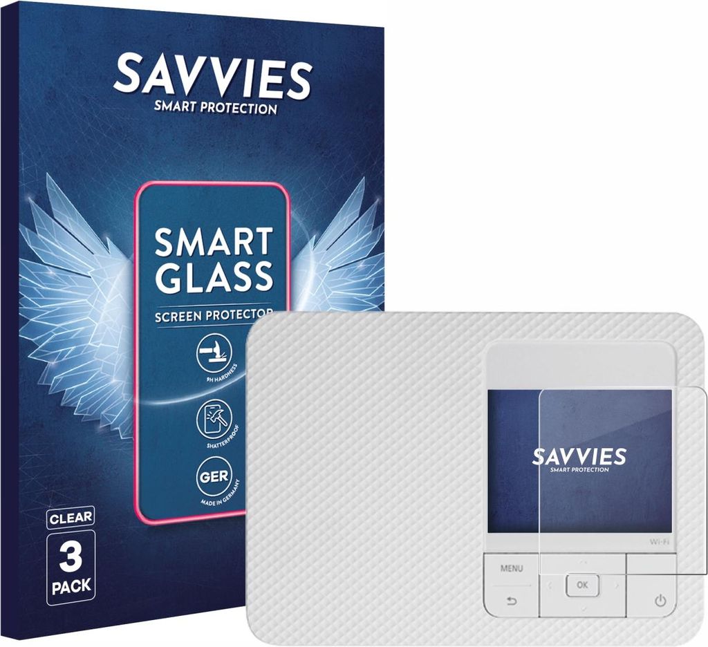 3x Savvies Schutzglas Folie für Canon Selphy CP1500 Mini 9H Panzer Schutzfolie Glas Displayschutz klar transparent
