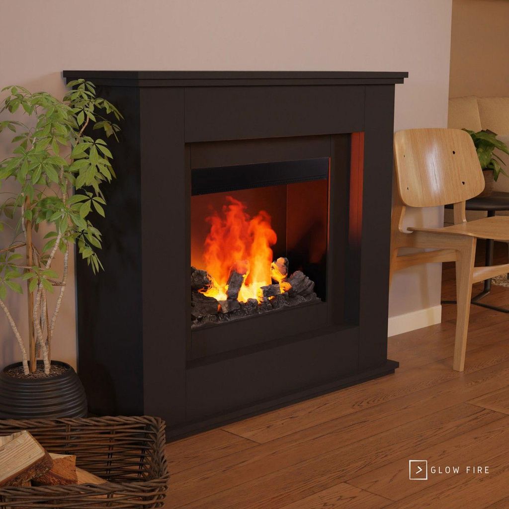 GLOW FIRE Elektrokamin 'Athene Opti Myst' | Wasserdampf Kamin mit Heizung inkl. Holz in weiß als Standkamin| HxBxT: 118x122x37 cm