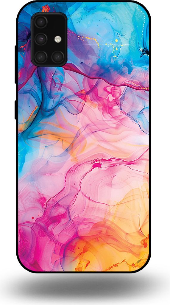 Smartphonica Handyhülle Geeignet für Samsung Galaxy A71 4G mit Regenbogen-Acryl-Marmor-Druck - TPU-Hülle Regenbogen-Acryl-Marmor-Design