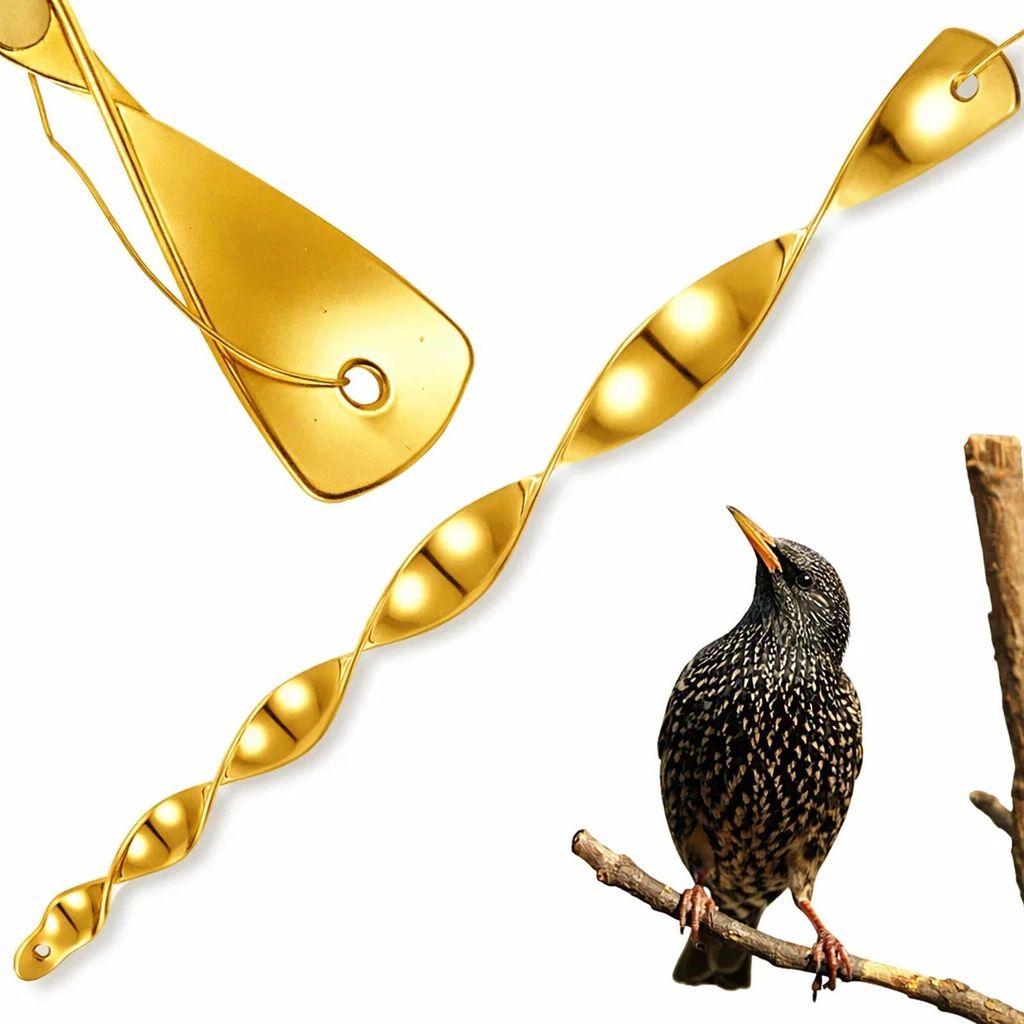 Vogelabwehr Windspirale Reflektor Spirale Vogelvertreiber Gold 50 cm Balkon Garten Taubenabwehr Deko