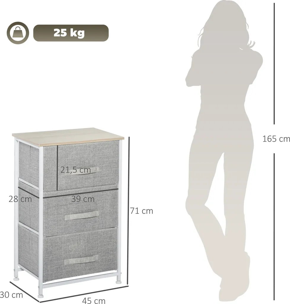 Commode légère en tissu gris clair avec structure acier modulable - 3