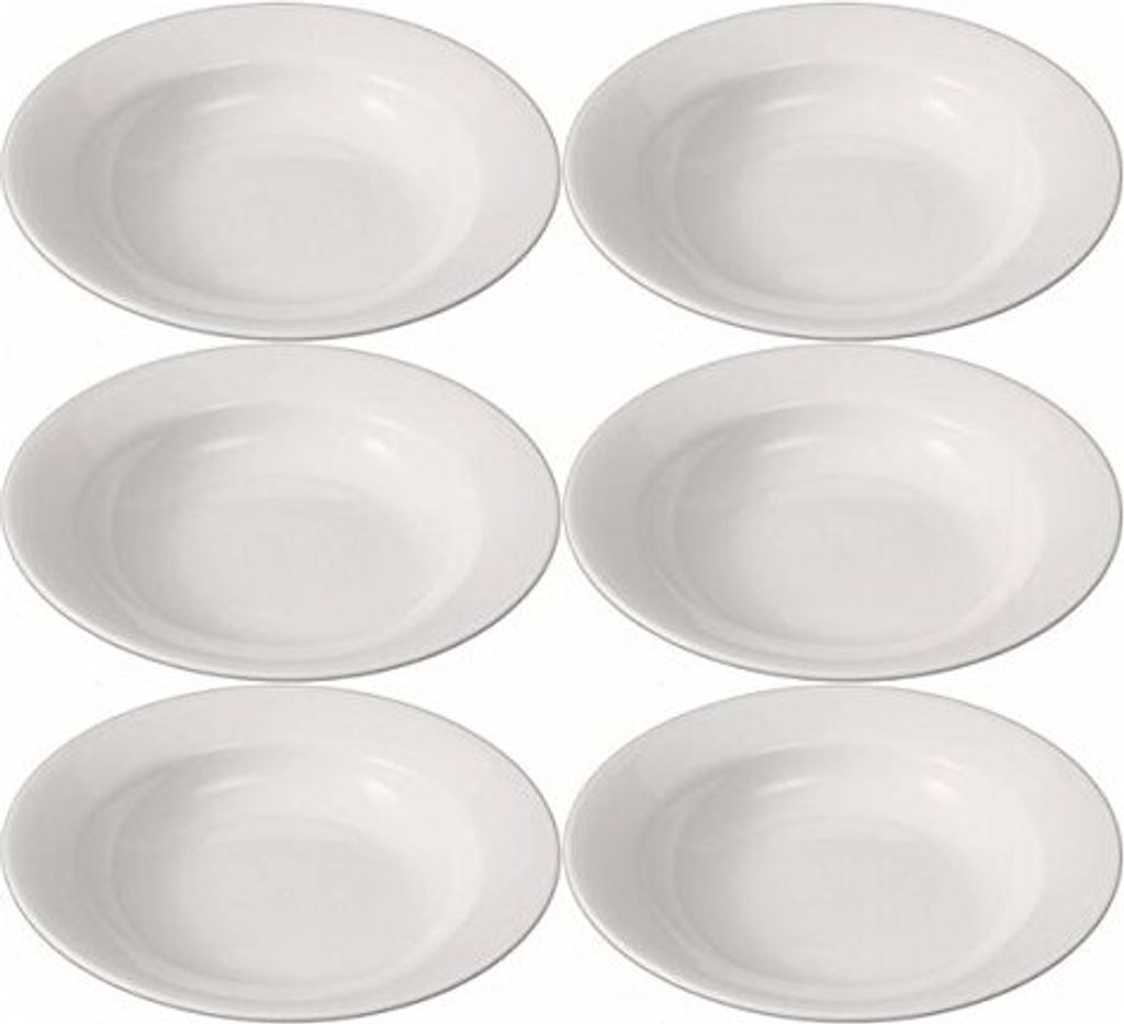 Teller tief Porzellan Ø 22cm 6 ́er Set Speiseteller Frühstück Snack Vesper Buffet