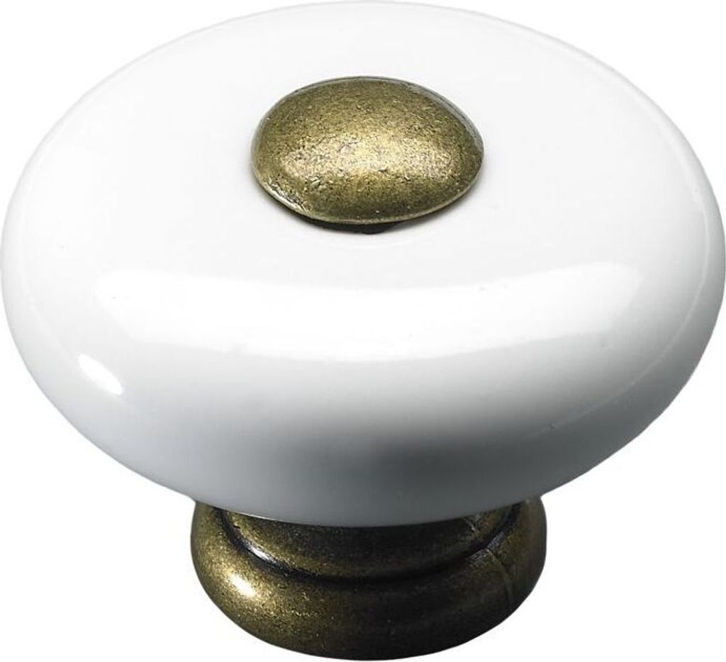 Hettich Möbelknopf Keramik weiß/gold Ø 32,0 mm - 1 Stück Produktbild 