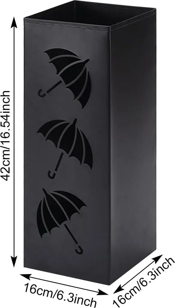 Porte-parapluie design métal noir 43 cm - Structure robuste et stable - 2