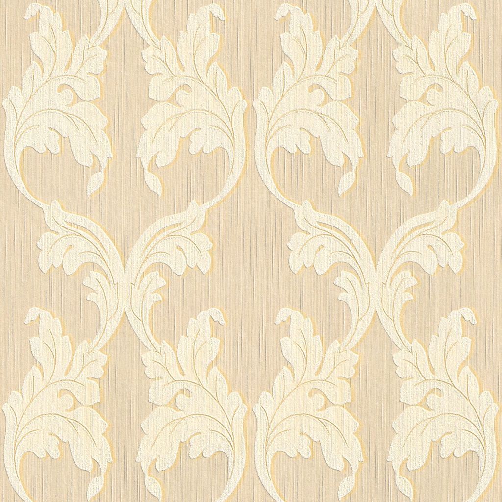 Profhome 956282-GU Textiloptik Tapete Barock matt beige gelb 5,33 m2