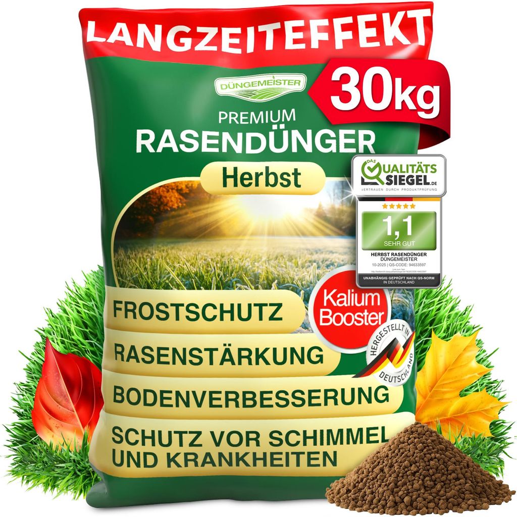 DÜNGEMEISTER Herbst Rasendünger – mit Langzeitwirkung und Produktbild 