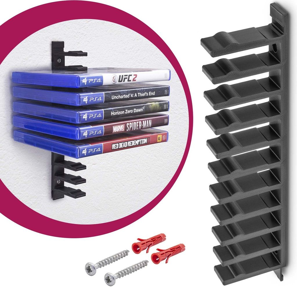 Floating Wandhalterung Blu Ray Halterung Schwarz passend für Sony PlayStation PS4 PS5 Spiele