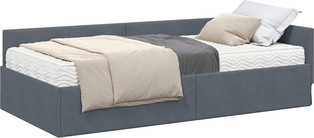 vidaXL Eckbettgestell mit Matratze Sonstiges 2 pcs Grau Samt