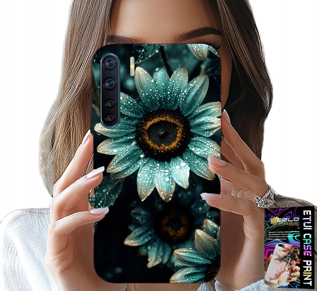 Custodia per Oppo A91 - Fiore di gerbera blu +Folia
