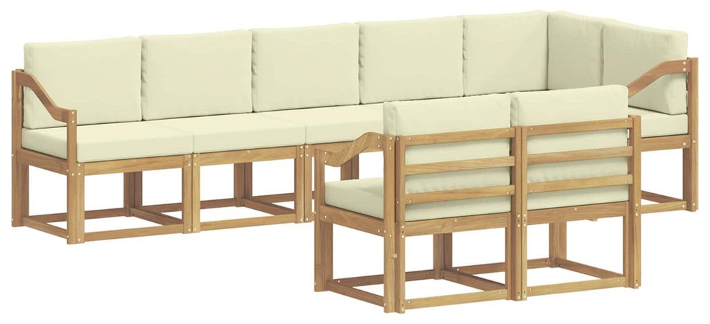 vidaXL Outdoor-Sofagarnitur mit Kissen 8 pcs Weiß und Creme Polyester