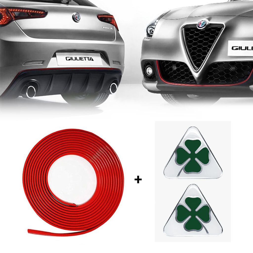 Profil Rot Aufkleber Full + Grünes Viereck 3D für Alfa Romeo Giulietta