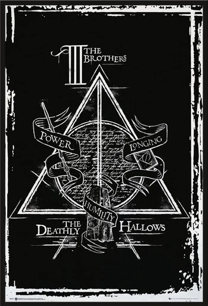 Poster Harry Potter Deathly Hallows avec Cadre Shinsuke 61x91.5 cm Noir