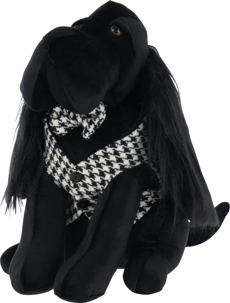Butoir de porte Chien Pied-De-Poule J-Line en polyester noir et blanc