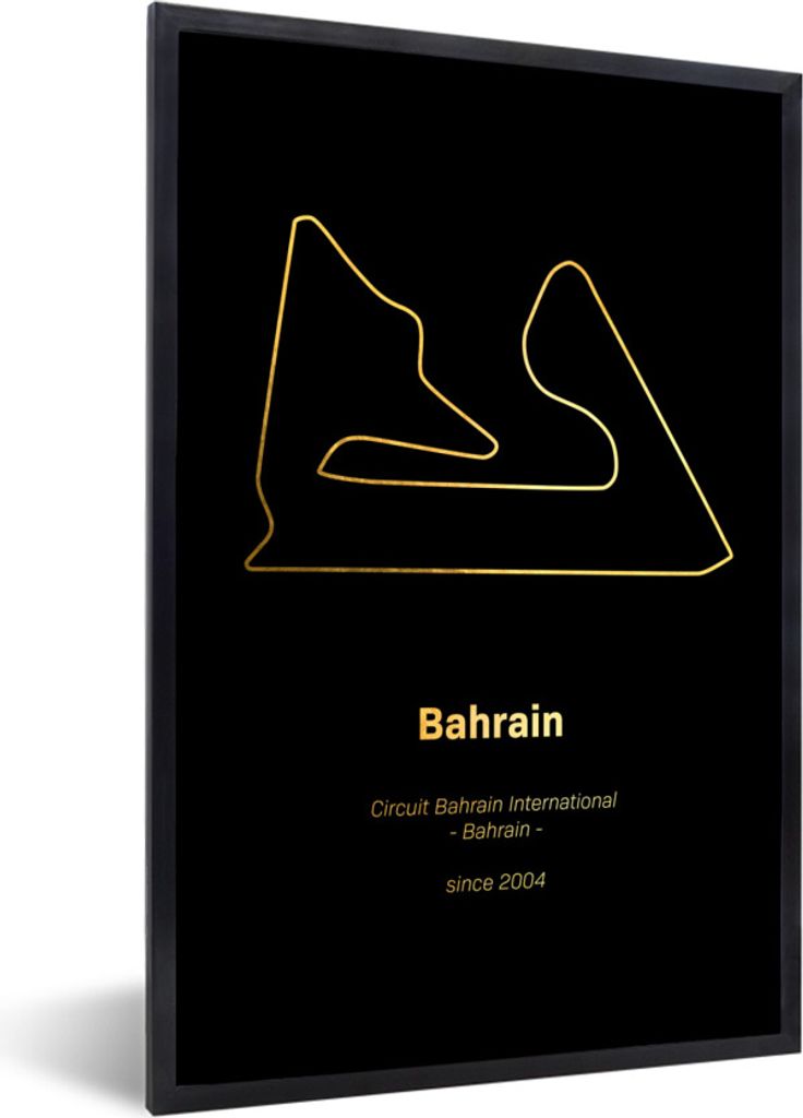 MuchoWow Gerahmtes Poster Bahrain - F1 - Rennstrecke 60x90 cm - Poster mit Schwarzem Bilderrahmen Wandposter Rahmen Foto Bilder - Kunst
