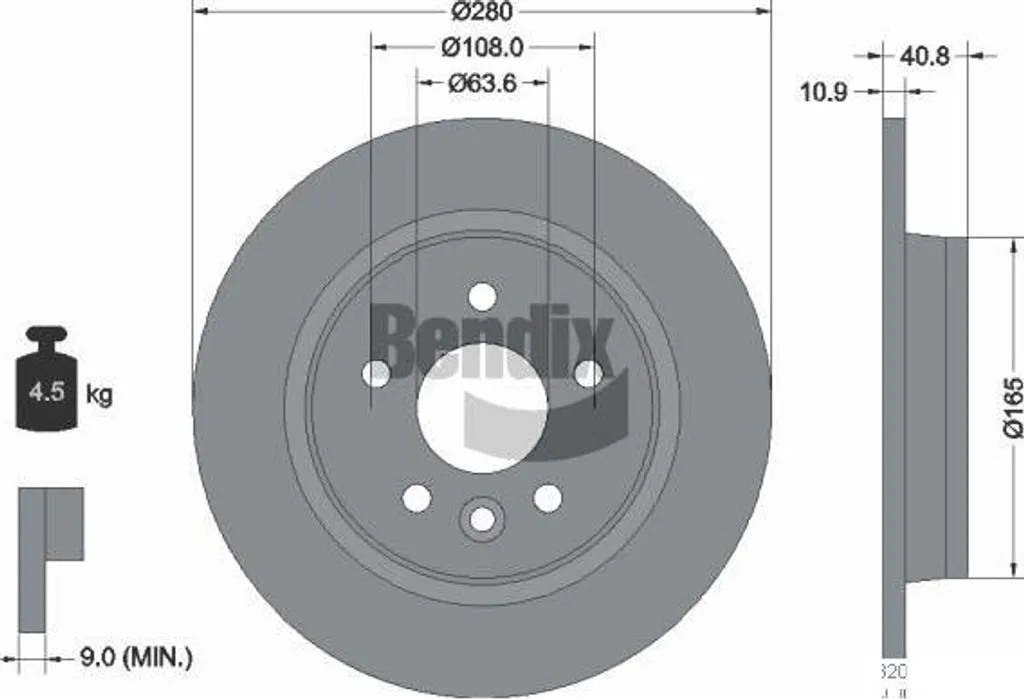 Disque de Frein Haute Résistance Bendix BDS1210 - Standard OE 1223566