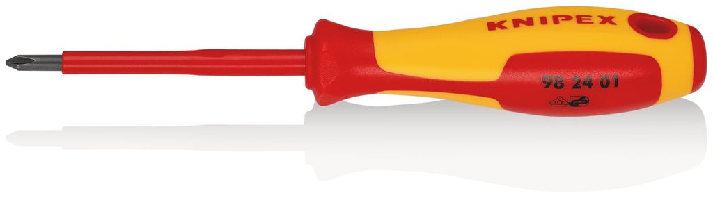 Knipex Kreuzschlitz-Schraubendreher PH 01 Klingenlänge 80mm Gesamtlänge 187mm brüniert 2K-Hüllen - 98 24 01