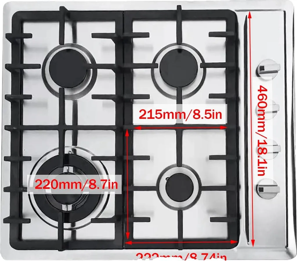 Gazinière 4 feux inox argent avec table de cuisson gaz - Gamme Chef