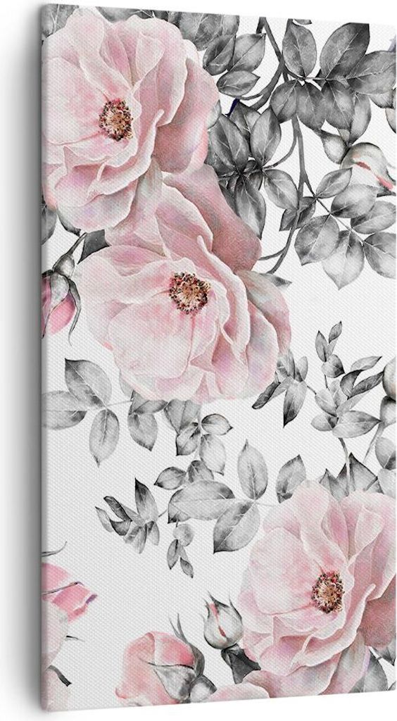 Bild auf Leinwand - Leinwandbild - Blumen Blätter Pflanze Rose - 45x80cm - Wand Bild - Wanddeko - Leinwanddruck - Bilder - Kunstdruck - Wanddekora...
