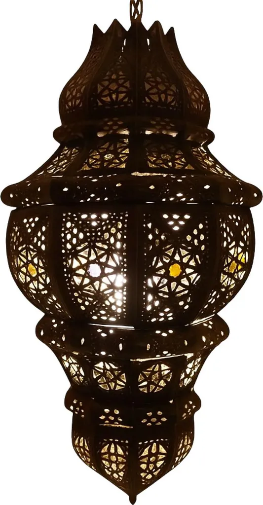 Lustre Suspension Marocaine en Métal Rouille - Luminaire Design Abal E27