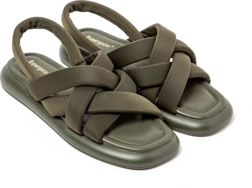 ESPARGATAS Damen Sandalen mit rutschfester Sohle bequem schuhe strand/schwimmbad/stadt militärgrün 39 EU - UEYAK